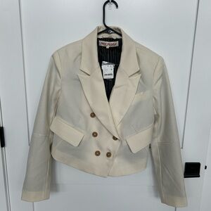 Free People Cream Blazer Classic Tailored Design